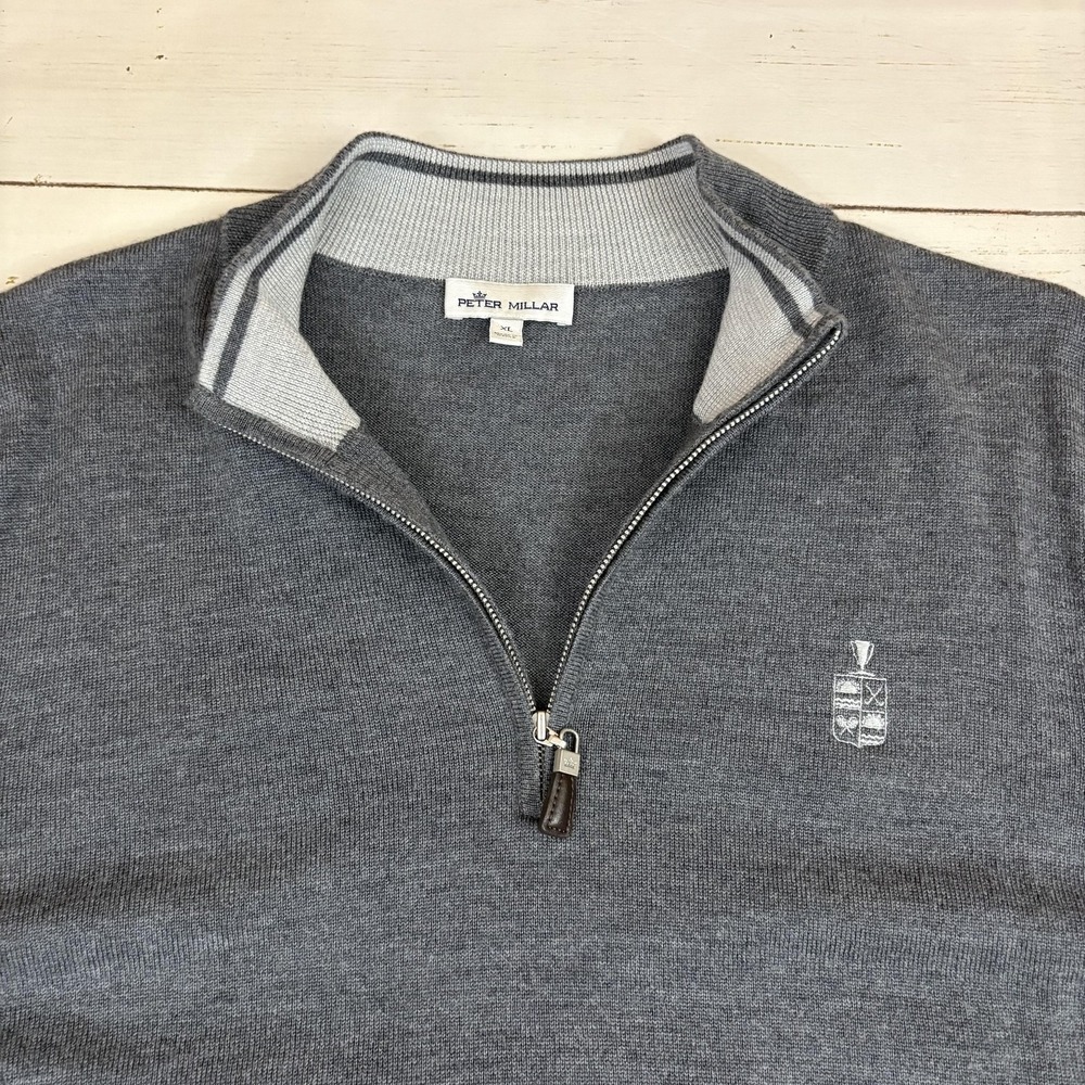 Peter Millar Sweater Vest Mens XL Gray 1/4 Zip Merino Wool Silk Golf Knit - Picture 2 of 8